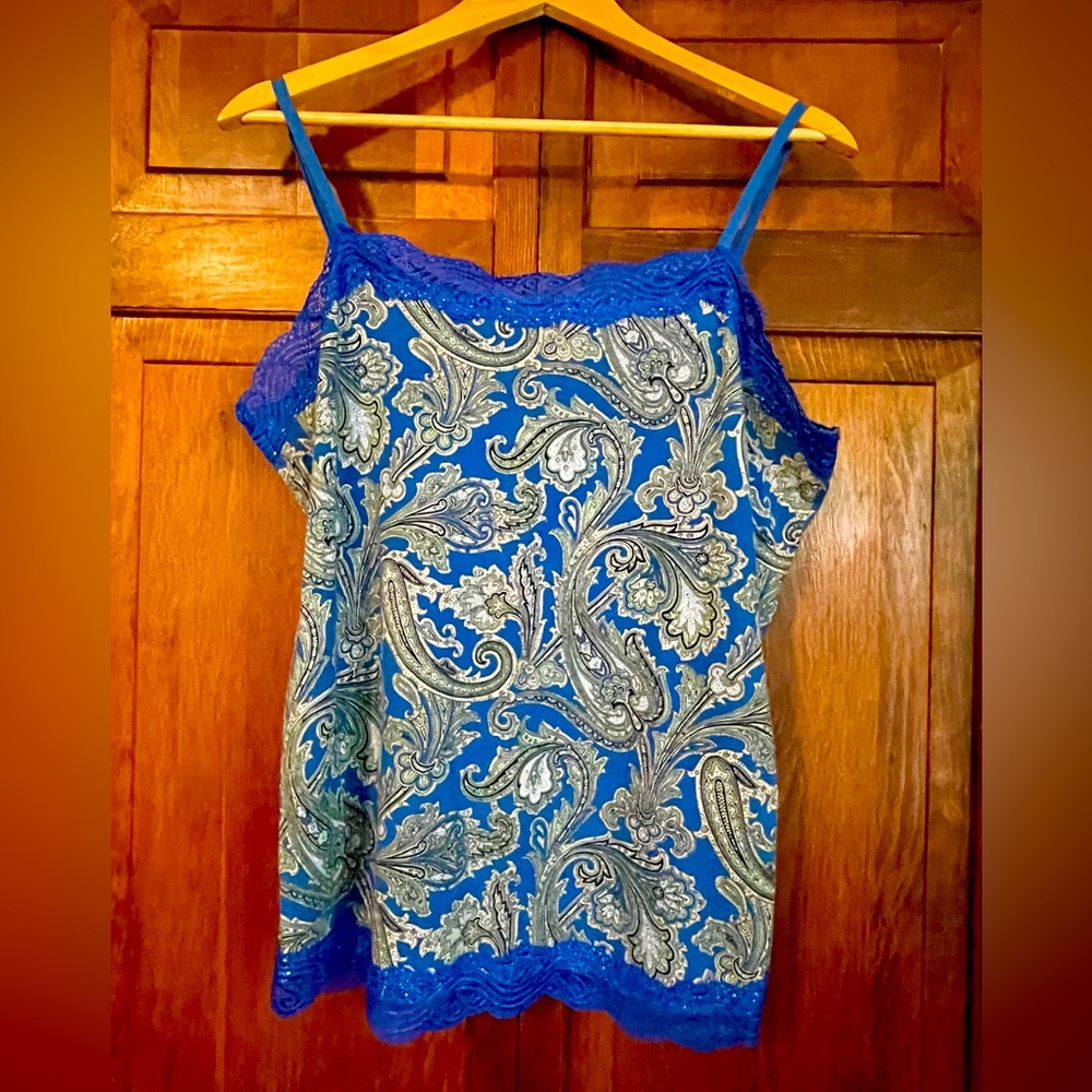 Ann Taylor beautiful royal blue paisley print cami